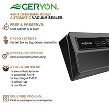 Load image into Gallery viewer, GERYON Vacuum Sealer, Automatic Food Sealer Machine for Food Savers w/Starter Kit|Led Indicator Lights|Easy to Clean|Dry &amp; Moist Food Modes| Compact Design (Black)
