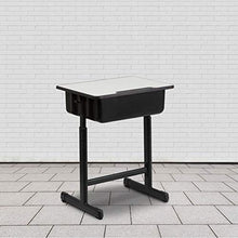 Load image into Gallery viewer, Flash Furniture Student Desk with Grey Top and Adjustable Height Black Pedestal Frame
