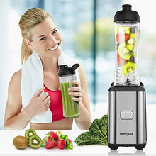 Load image into Gallery viewer, homgeek Personal Mini Blender Smoothie Maker for Juice Shakes and Smoothie,Portable Small Countertop Mixer with 600ml Travel Sport Bottle, 300W
