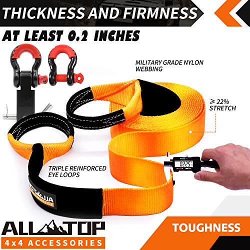Load image into Gallery viewer, ALL-TOP Nylon Recovery Kit with Hitch Receiver: 3" x 20' (35,000lbs) 100% Nylon Santch Strap + 2" Shcakle Hitch Receiver + 3/4 HD Shackles (2pcs) with Isolator + Storage Bag
