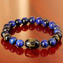 Load image into Gallery viewer, Jewever Tiger Eye with Black Agate Feng Shui 10mm Bead Stretch Bracelet 7 Inch Unisex

