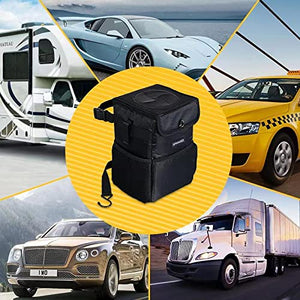Car Trash Can with Lid, SANIWISE Automotive Waterproof Car Garbage Can, Collapsible Car Trash Bag Hanging, Car Accessories Interior Car Organizer