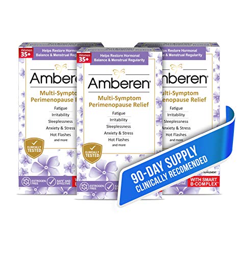 Amberen Peri: Safe Multi-Symptom Perimenopause Relief | Helps Restore Menstrual Regularity & Hormonal Balance | Relieves Fatigue, Stress, Hot Flashes, Anxiety & More - 3 Month Supply