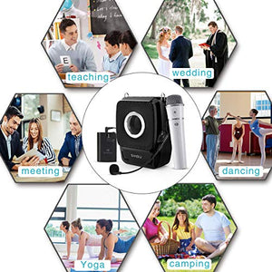 Winbridge S92 25 Watts Mini Portable Rechargeable Voice Amplifier Pa System Speaker with Two Microphones UHF Compact Handheld and Wireless Headset Mic for Karaoke, Teachers, Tour Guides, Trainers
