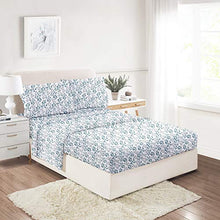 Load image into Gallery viewer, Softan King Bed Sheet Set, 4 PC Green Leaves Printed Brushed Microfiber Elegant Bedding Set, 1 Flat Sheet,1 Deep Pocket Fitted Sheet, and 2 Pillow Cases, Breathable &amp; Silky Soft Feeling Sheets
