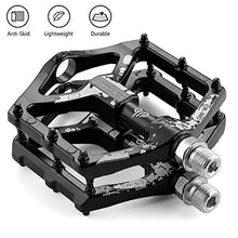 Load image into Gallery viewer, LYCAON Bike Bicycle Pedals, Light Aluminum Alloy Casting Body, 2DU Sealed Bearing Pedal for 9/16 MTB BMX Road Mountain Bike Cycle (Black, Aluminum-Color)
