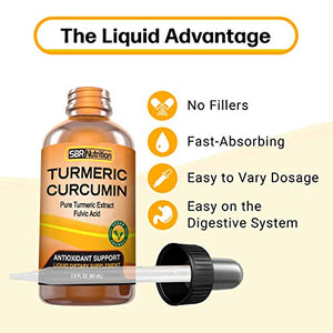 Max Absorption Liquid Turmeric Curcumin Drops | for Joint Pain, Digestion, Anti-Inflammation Support | Liposomal Organic Turmeric Root Extract with Fulvic Acid | Vegan, Non-GMO, Made in USA