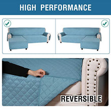 Load image into Gallery viewer, H.VERSAILTEX Sofa Covers L Shape Couch Covers for Sectional Sofa Chaise Lounge Sofa Cover Slipcovers Furniture Protector for Dogs Pets, Non Slip with Straps (X-Large, Reversible Smoke Blue/Smoke Blue)
