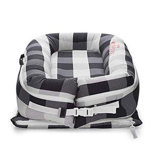 DockATot Deluxe+ Dock (Charcoal Buffalo) - The All in One Baby Lounger - Perfect for Co Sleeping - Suitable from 0-8 Months