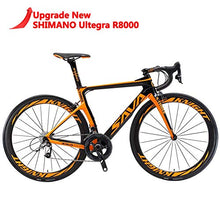 Load image into Gallery viewer, SAVADECK Phantom 2.0 Carbon Fiber Road Bike 700C Racing Bicycle with Ultegra 8000 22 Speed Group Set, 25C Tire and Fizik Saddle (Black Orange,54cm)
