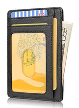 Load image into Gallery viewer, Buffway Slim Minimalist Front Pocket RFID Blocking Leather Wallets for Men and Women - Cross Black
