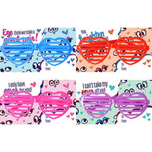 Load image into Gallery viewer, 32 Valentines Day Shade Glasses for Kids &amp; Gift Cards with Heart Shaped Shutter Valentine Party Favor, Valentine&#39;s Classroom Exchange, Classroom Prize Supplies, Valentine’s Greeting Cards

