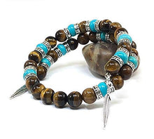 Load image into Gallery viewer, Tiger Eye Turquoise Southwestern Bangle Bracelet for Men &amp; Women
