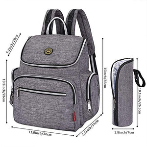 Qimiaobaby Multi-Function Baby Diaper Bag Backpack with Changing Pad and Portable Insulated Pocket (Grey)