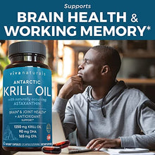 Load image into Gallery viewer, Krill Oil Supplement 1250mg - Antarctic Krill Oil Omega 3 Providing Astaxanthin, DHA and EPA, Joint Support and Brain Supplement with No Fishy Aftertaste (60 Capsules)

