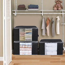 Load image into Gallery viewer, Lifewit Large Capacity Clothes Storage Bag Organizer with Reinforced Handle Thick Fabric for Comforters, Blankets, Bedding, Foldable with Sturdy Zipper, Clear Window, 3 Pack, 90L, Black
