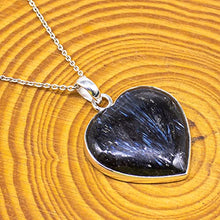 Load image into Gallery viewer, Blue Flash Nuummite Gemstone Pendant, 925 Sterling Silver Pendant, Nuummite Cabochon Pendant, Bridal Necklace Jewelry, Wedding Gift, Sale
