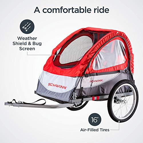 Load image into Gallery viewer, Schwinn Trailblazer Child Bike Trailer, Single Baby Carrier, Canopy, 16-inch Wheels, Red