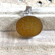 Load image into Gallery viewer, Imam mahdi dua Pendant | Yemeni Yellow Aqeeq Pendant | Yellow Akik stone Pendant silver unisex | AlAliGems | Akik Stone Yemeni Aqeeq Stone

