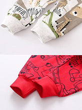 Load image into Gallery viewer, AQEACARMON Toddler Boys Jogger Athletic Pants Dinosaur Car Drawstring Elastic Sweatpants (1-Pack 2-Pack) (Red car + Gray Animal, 2-3T)
