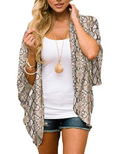 Load image into Gallery viewer, Women&#39;s Snake Print Tops Kimono Cover Ups Shirts Summer Chiffon Beach Boho Sheer Cardigan S
