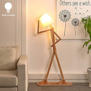 HROOME Modern Contemporary Decorative Wood Floor Lamp Reading Standing Adjustable Light for Kids Boys Girls Living Room Bedroom Office Farmhouse - with LED Bulb (Ash)