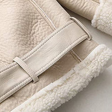 Load image into Gallery viewer, Womens Sherpa Jacket Teen Girls Winter Warm Coat Zip Up Solid Color Lapel Tops Soft Shacket Fleece Collar Plush Jacket Beige
