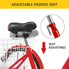 Load image into Gallery viewer, Adult Tricycles Three Wheel Trike Bike Cruiser 7 Speed, Adult Trikes 24 inch Wheels Low Step-Through with Cargo Basket/Full Assembly Tool for Women, Men, Seniors (Cool Red, 26'' Wheel)
