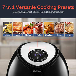 Ultrean 8.5 Quart Air Fryer, Electric Hot Air Fryers XL Oven Oilless Cooker with 7 Presets, LCD Digital Touch Screen and Nonstick Detachable Basket, UL Certified, Cook Book, 1-Year Warranty, 1700W (Black)