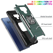 Load image into Gallery viewer, AYMECL for Galaxy Note 9 Case, Note 9 Case with Self Healing Flexible TPU Screen Protector [2 Pack], Military Grade Double Shockproof with Kickstand Protective Case for Samsung Note 9-Dark Green
