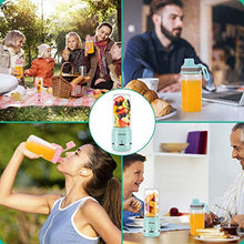 Load image into Gallery viewer, iOCSmart Portable Personal Blender, USB Rechargeable Wireless Electric Juicer Blender for Fruits Smoothie Shakes Baby Food with Cup Lid, Silicone Straw, 4000mAh High Capacity Batteries (Blue)
