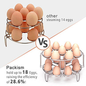 Egg Steamer Rack, Packism Steaming Rack Fit 6,8Qt Instant Pot Accessories Air Fryer Ninja Foodi, Cook 18 Eggs, Stainless Steel Kitchen Trivet Stackable Steaming Holder Pressure Cooker Accessories