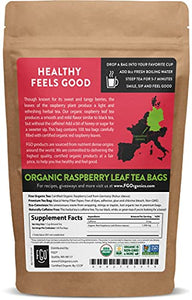 Organic Red Raspberry Leaf Tea Bags | 100 Tea Bags | Eco-Conscious Tea Bags in Kraft Bag | Raw from Germany | by FGO