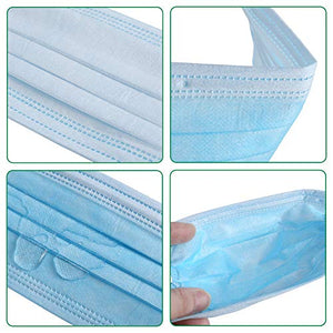 Sfavereak 50pcs Disposable Face Mask 3 Layers Safety Masks With Elastic Ear Loop Comfortable for Blocking Dust Air Pollution Protection, 1count