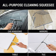 Load image into Gallery viewer, Squeegee for Shower Glass Door, 12-Inch All-Purpose Shower Squeegee for Bathroom, Car Window and Tiles with Adhesive Holder &amp; 1 Replacement Squeegee Blade, Stainless Steel
