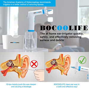 BOCOOLIFE Electric Earwax Removal Ear Irrigation System - Electric Ear Irrigation Kit Ear Cleaner Ear Wax Washer Safe and Easy Ear Cleaning with 4 Pressure Levels, 5 Disposable Tips & Ear Catch Basin