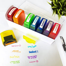 Load image into Gallery viewer, Bertiveny Teacher Stamps for Grading Classroom，Parent Signature Self-Inking Teacher Stamp Set School Supplies Stamps for Homework Reward with 8 pcs Teacher Supplies for Classroom Elementary(Rainbow)
