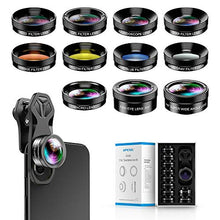 Load image into Gallery viewer, Apexel 11 in 1 Phone Camera Lens Kit - Wide Angle Lens &amp; Macro Lens+Fisheye Lens/ND32/kaleidoscope/CPL/Color Lens Compatible with iPhone Samsung Sony and Most of Smartphone
