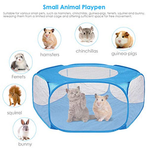 Ruiqas Pet Playpen Pet Cage Tent,Portable Small Animal Fence Cage Tent with Zippered Cover.(Blue120cm)