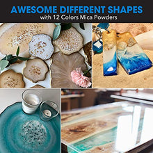 Load image into Gallery viewer, Epoxy Resin Crystal Clear Resin Kit 40oz - Clear Casting &amp; Coating Resin for Art, Craft, DIY,Jewelry Making,Tumbler with 12 Color Mica Powder, 10 8oz Measuring Cups, Plastic Spreader,Sticks and Gloves
