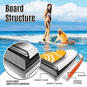 FunBase Sup Inflatable Stand Up Paddle Board with 10’6’’×32’’×6’’ Premium Paddleboard & Fast inflate Pump & Backpack Portable for Youth Adult Have Fun in River, Oceans and Lakes