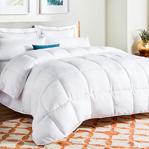 LINENSPA LS70FFMICO All-Season White Down Alternative Quilted Comforter - Corner Duvet Tabs - Hypoallergenic - Plush Microfiber Fill - Machine Washable - Duvet Insert or Stand-Alone Comforter - Full