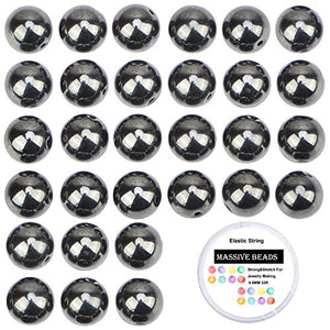 100Pcs Natural Crystal Beads Stone Gemstone Round Loose Energy Healing Beads with Free Crystal Stretch Cord for Jewelry Making (Hematite, 8MM)