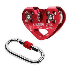Load image into Gallery viewer, NAXEN Zip Line Pulley Tandem Speed Dual Trolley with Oval Carabiner
