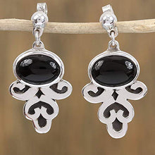 Load image into Gallery viewer, NOVICA Obsidian .925 Sterling Silver Dangle Earrings, Sophisticated Mystique&#39;
