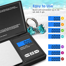 Load image into Gallery viewer, SUIDREAMS Digital Pocket Scale, 200g Digital Food Kitchen Scale Weight Grams and Ounces for Jewelry, Coins, Powder, Herbs, Spices, 0.01g Precise Graduation, LCD Backlit Display, Black
