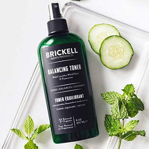 Brickell Men's Balancing Toner For Men, Natural and Organic Alcohol-Free Cucumber, Mint Facial Toner with Witch Hazel, 8 Ounce, Scented
