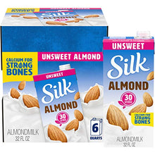 Load image into Gallery viewer, Silk Shelf-Stable Almondmilk, Unsweetened, Dairy-Free, Vegan, Non-GMO Project Verified, 1 Quart (Pack of 6) (ASINPPOSPRME32477)
