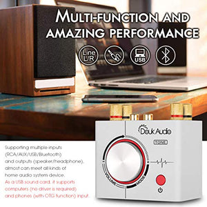 Bluetooth 5.0 Power Amplifier 2 Channel Stereo Mini Hi-Fi Integrated Amp 2.0 Wireless Audio Receiver for Home Speakers Headphone 50W x 2 with USB (Nobsound Tone, Silver)