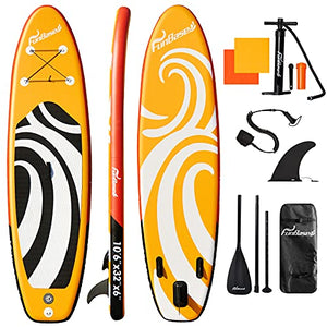 FunBase Sup Inflatable Stand Up Paddle Board with 10’6’’×32’’×6’’ Premium Paddleboard & Fast inflate Pump & Backpack Portable for Youth Adult Have Fun in River, Oceans and Lakes